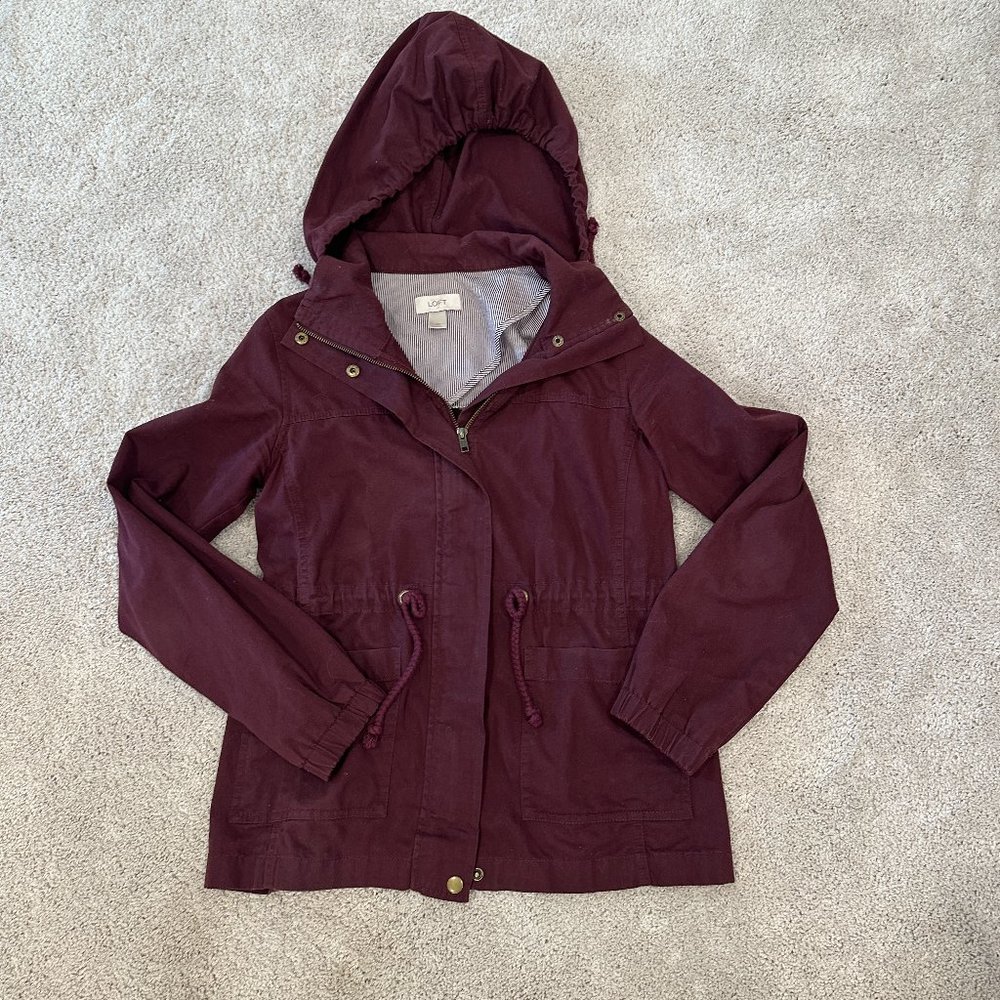 Loft XS Maroon Utility Jacket